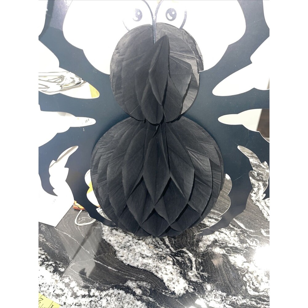 Vintage 1986 Beistle Black Spider 18” Halloween Honeycomb Tissue Art